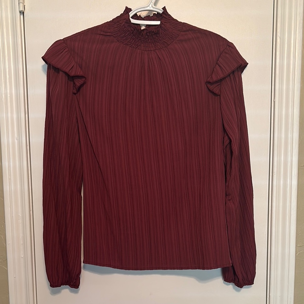 Elegant Burgundy Ruffle Top